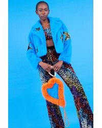 Jayley - Bamboo Faux Fur Sequins Star Jacket - Lyst