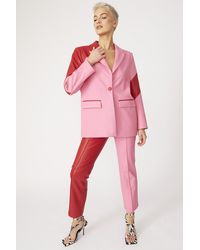 Jayley - Faux Leather Contrast Blazer - Lyst