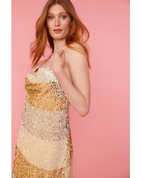 Jayley - Champagne And Sequin Velvet Dress - Lyst