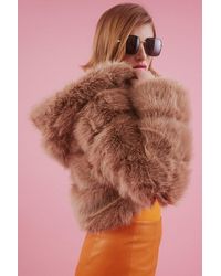 Jayley - Hooded Bamboo Faux Fur Puffer Coat - Lyst