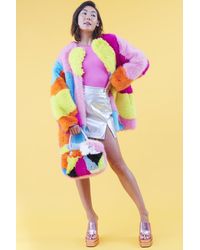 Jayley - Faux Fur Multi-Coloured Coat - Lyst
