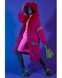 Jayley - Faux Fur Colour Clash Dazzle Coat - Lyst