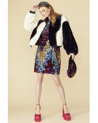 Jayley - Bamboo Faux Fur And Sequin Bomber Jacket - Lyst