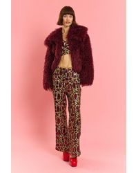 Jayley - Deep Bamboo Lyocell Knitted Vegan Faux Shearling Jacket Siz - Lyst