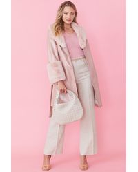Jayley - Luxury Faux Leather Aubrey Coat With Detachable Faux Fur C - Lyst