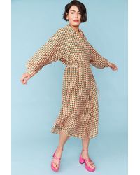 Jayley - Silk Blend Geometric Print Wrap Dress - Lyst