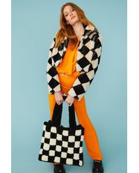 Jayley - Faux Fur Geometric Cropped Jacket - Lyst