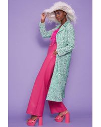Jayley - Mint Sequin Velvet Trench Coat - Lyst