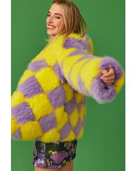 Jayley - Delilah Diamond Faux Fur Jacket - Lyst