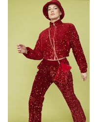 Jayley - Sequin Cropped Biker Jacket - Lyst