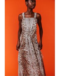 Jayley - Silk Blend Animal Print Maxi Tea Dress - Lyst