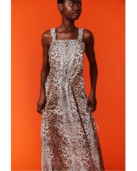 Jayley - Silk Blend Animal Print Maxi Tea Dress - Lyst