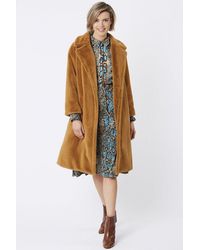 Jayley - Faux Fur Midi Shaved Shearling Coat - Lyst