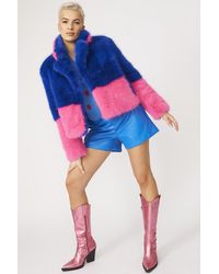 Jayley - Bamboo Faux Fur Two Tone Double Cropped Coat - Lyst