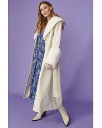 Jayley - Faux Suede Coat With Detachable Faux Shearling Cuffs &Amp - Lyst
