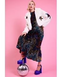 Jayley - Bamboo Faux Fur Sequins Star Jacket - Lyst