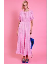 Jayley - Silk Blend Maxi Ruffle Dress - Lyst