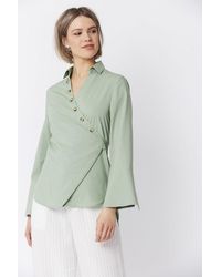 Jayley - Cotton Blend Wrap Top - Lyst