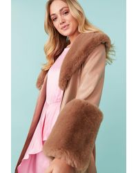 Jayley - Faux Leather Jacket With Detachable Faux Fur Cuffs &Amp; Collar - Lyst