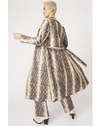 Jayley - Faux Leather Snake Print Trench Coat - Lyst