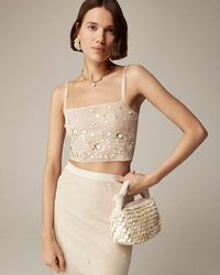J.Crew - Collection Cropped Sheer Tank Top With Embellishments - Lyst