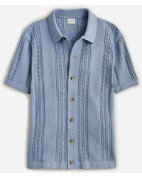 J.Crew Cotton Cable-knit Short-sleeve Cardigan Sweater-polo - Blue