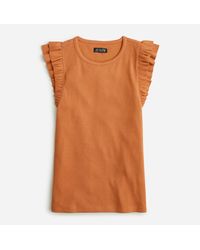 J.Crew Vintage Rib Ruffle-sleeve Shirt In Stripe - Orange