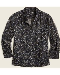 J.Crew Sheer Silk Chiffon Button-up Top In Starry Sky Print - Black