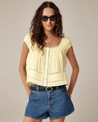 J.Crew - Cap-Sleeve Lace-Trim Top - Lyst