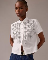 J.Crew - Collection Cropped Button-Up Shirt With Embellishments - Lyst