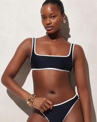 J.Crew - Squareneck Bikini Top With Contrast Trim - Lyst