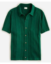 J.Crew Cotton Cable-knit Short-sleeve Cardigan Sweater-polo - Green