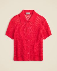 J.Crew - Sheer Pointelle Button-Up Short-Sleeve Cardigan - Lyst