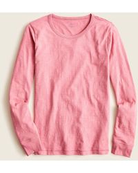 J.Crew Long-sleeve Vintage Cotton Crewneck T-shirt In Stripe - Pink
