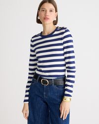 J.Crew - Perfect-Fit Long-Sleeve Crewneck T-Shirt With Buttons - Lyst