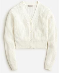 J.Crew - Cotton-Blend Cropped V-Neck Cardigan Sweater - Lyst
