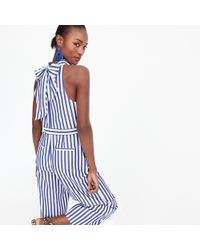 j crew stripe halter wide leg jumpsuit