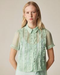 J.Crew - Sheer Ruffle-Trim Button-Up Top - Lyst
