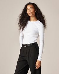 J.Crew - Perfect Rib Long-Sleeve T-Shirt With Studs - Lyst