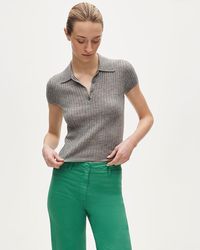 J.Crew - Featherweight Cashmere Pointelle Short-Sleeve Sweater-Polo - Lyst