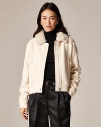 J.Crew - Wool-Blend Flight Jacket With Faux-Fur Collar - Lyst