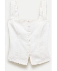 J.Crew - Lace-Trim Button-Up Tank Top - Lyst