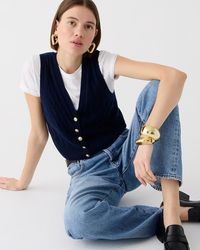 J.Crew - Cashmere Cropped Cable-Knit Sweater-Vest - Lyst