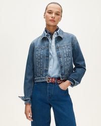 J.Crew - Cropped Denim Jacket With Pintucks - Lyst
