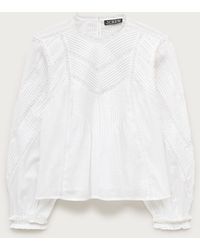 J.Crew - Lace-Trim Pintuck Top - Lyst