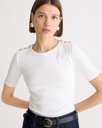 J.Crew - Perfect-Fit Elbow-Sleeve T-Shirt With Buttons - Lyst