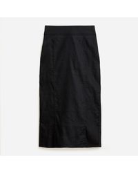 J.Crew Midi Pencil Skirt In Gingham Stretch Linen Viscose - Black