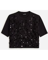 J.Crew - Broken-In Jersey Cropped T-Shirt With Patterned Sequins - Lyst