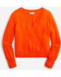 J.Crew Cashmere Cropped V-neck Sweater - Orange