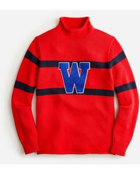 J.Crew Heritage Cotton Rollneck Letter Sweater - Red
